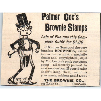 Palmer Cox's Brownie Stamps The Brownie Co Chicago 1892 Magazine Ad AB6-4