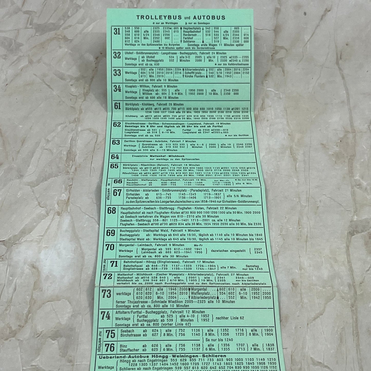 1958 Zurich Germany Transportation Strassenbahn Autobus Trolleybus Timetable AE3