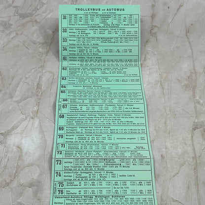 1958 Zurich Germany Transportation Strassenbahn Autobus Trolleybus Timetable AE3