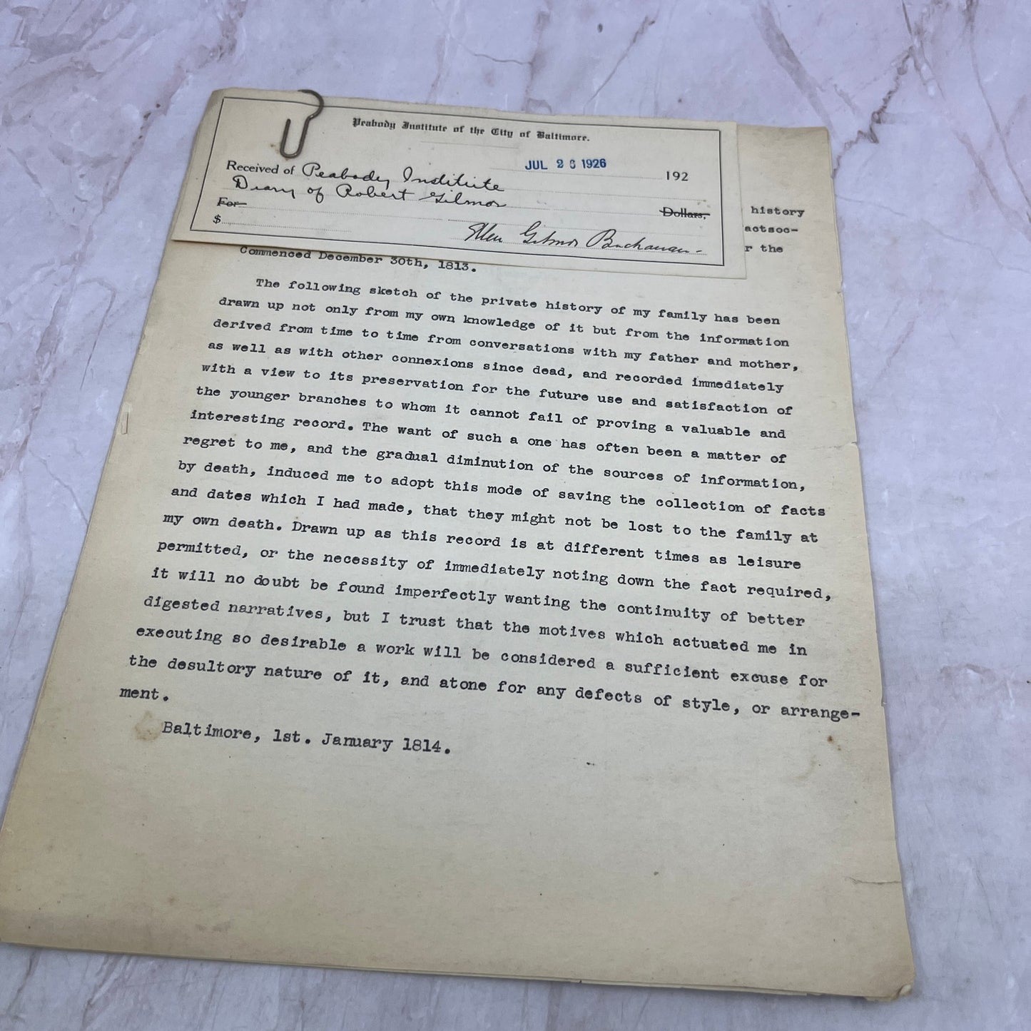 1920s Genealogy Packet - Memoirs of the Gilmore Family Robert Gilmor Jr D22