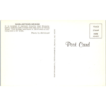 Shieldstown Bridge Jackson County Brownstown Indiana Covered Bridge Postcard PC7