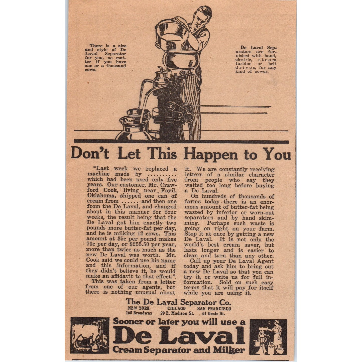 De Laval Cream Separator and Miller 1922 Magazine Ad AF2-A5