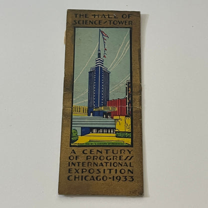 1933 Chicago World's Fair Hall of Science Tower Vintage Matchbook MM5-7