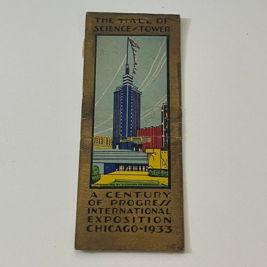 1933 Chicago World's Fair Hall of Science Tower Vintage Matchbook MM5-7