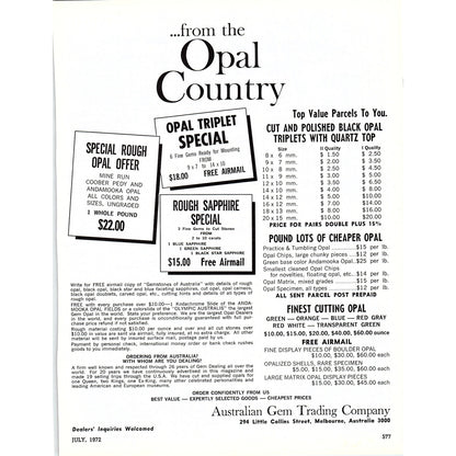 Australian Gem Trading Company Melbourne Australia 1972 Ad AF8-3