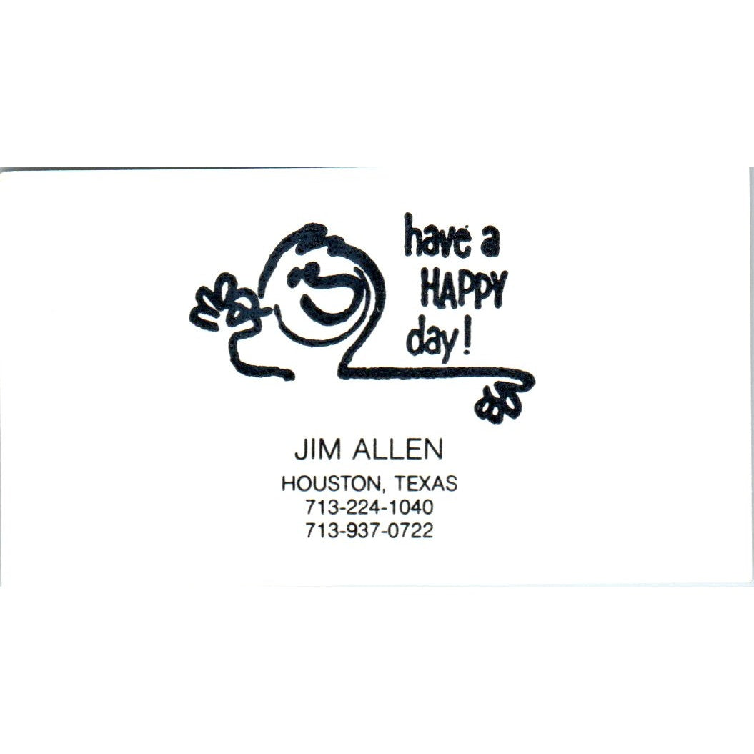 Jim Allen Houston Texas Vintage Business Card SD8-B16