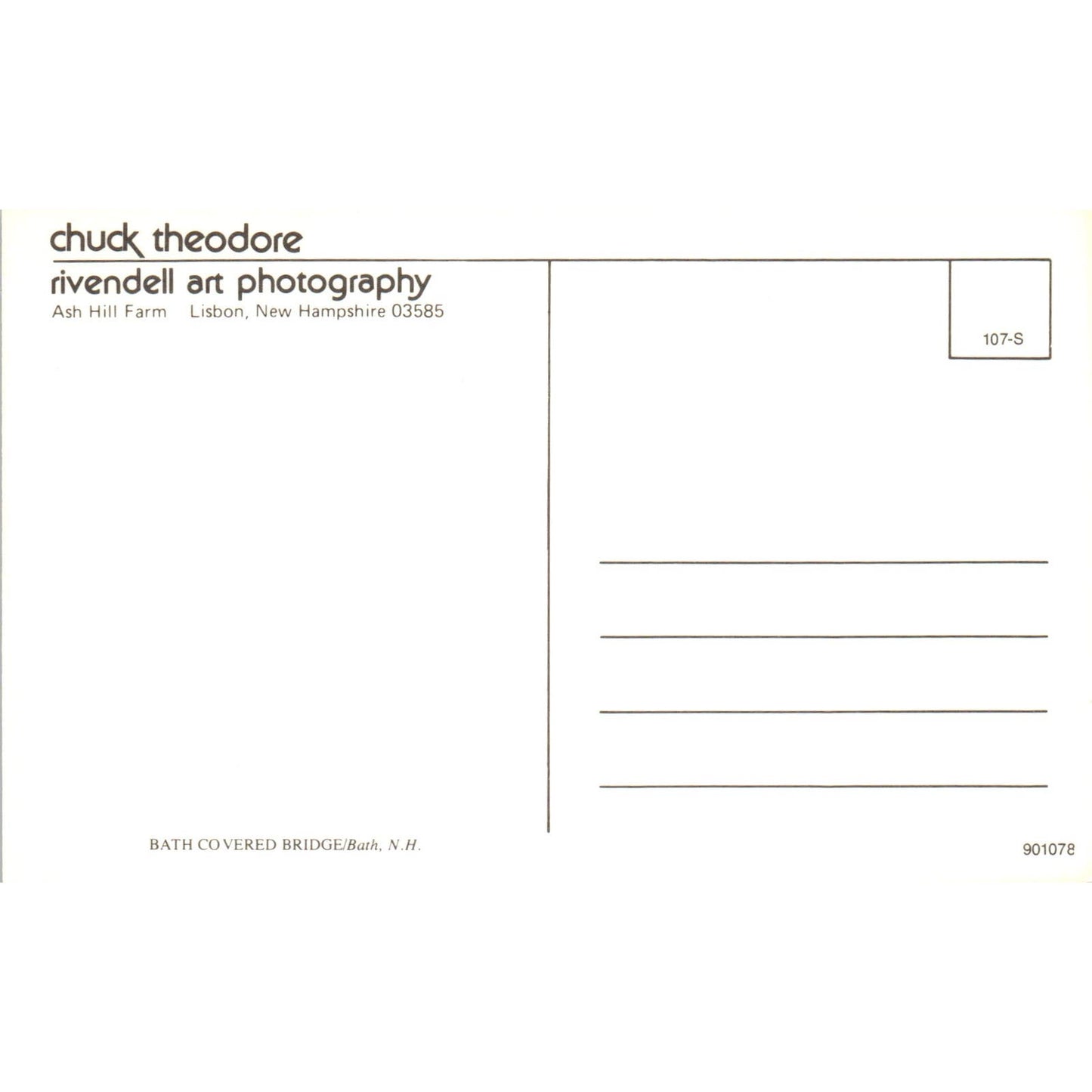 Ash Hill Farm Lisbon NH Covered Bridge Postcard PC4