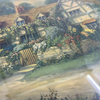 Antique Framed Wall Art Print Mary Arden’s House Country Cottage With Chickens