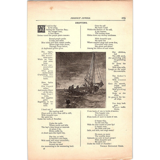 Drifting - Thomas Buchanan Read, Please Ring the Belle - Hood 1884 Poem TA5-CJ-5