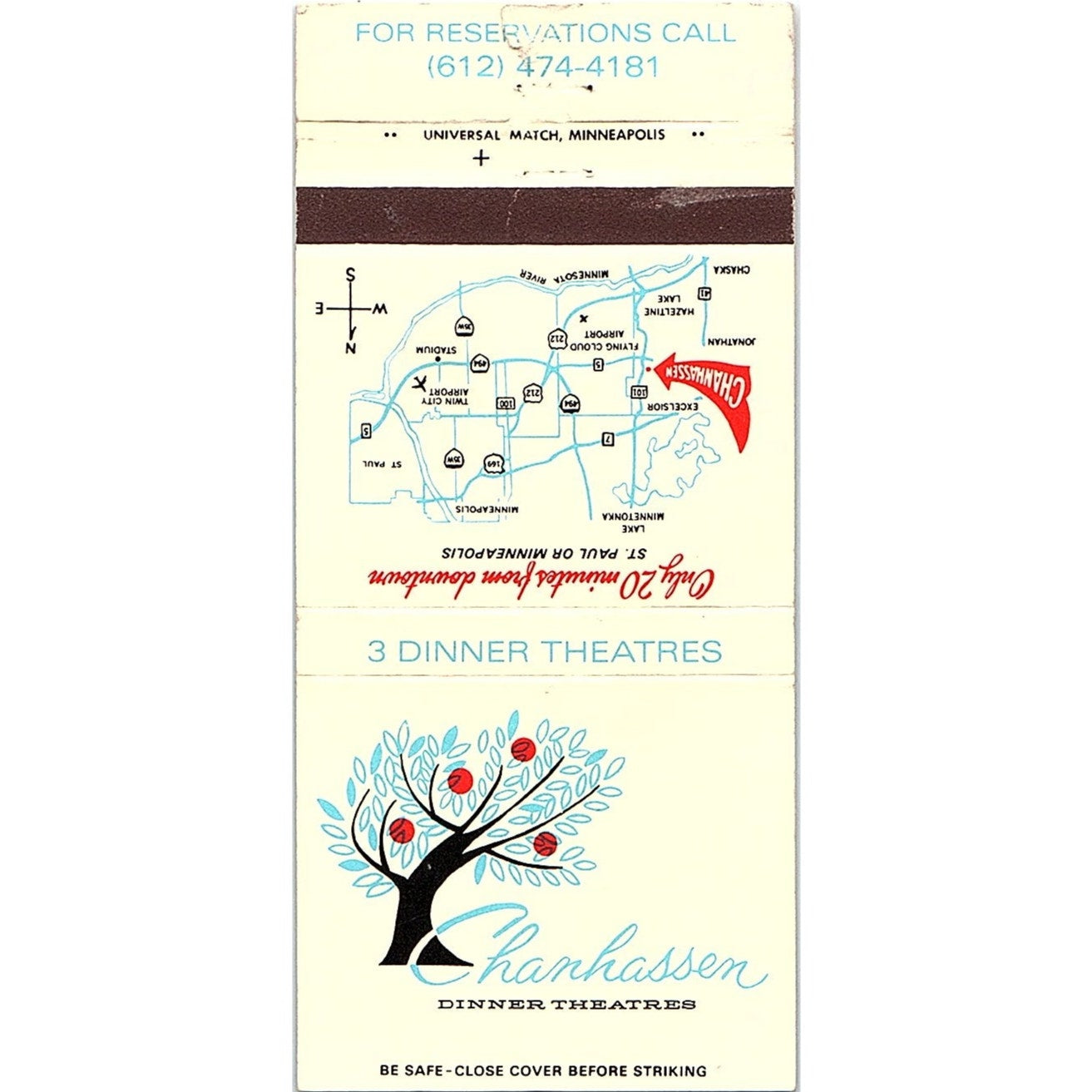 Chanhassen Dinner Theatres Minnesota Vintage Matchbook TB6-MB2-7
