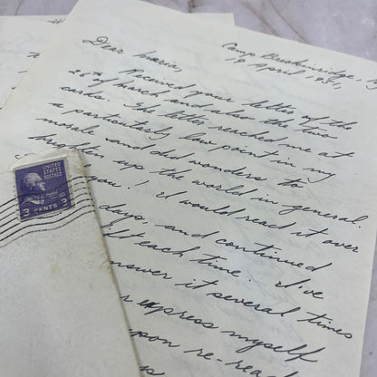 1952 Army Letter Lt. R. Bethje to Maria Vartal from Camp Breckinridge KY AE7