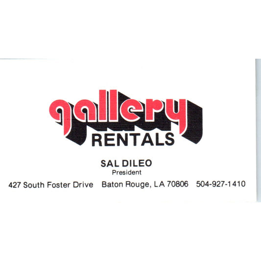 Sal Dileo Gallery Rentals Baton Rouge LA Vintage Business Card SD8-B4