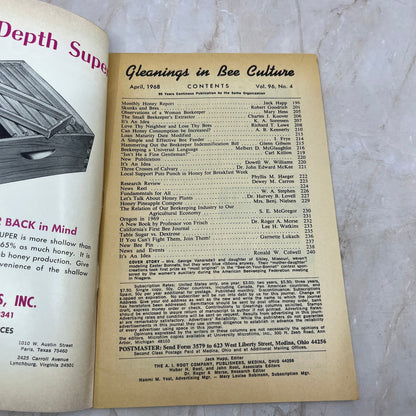 1968 April Gleanings in Bee Culture Magazine Bees Beekeeping Honey TD7