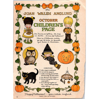 1978 Joan Walsh Anglund October Halloween Children's Page B16