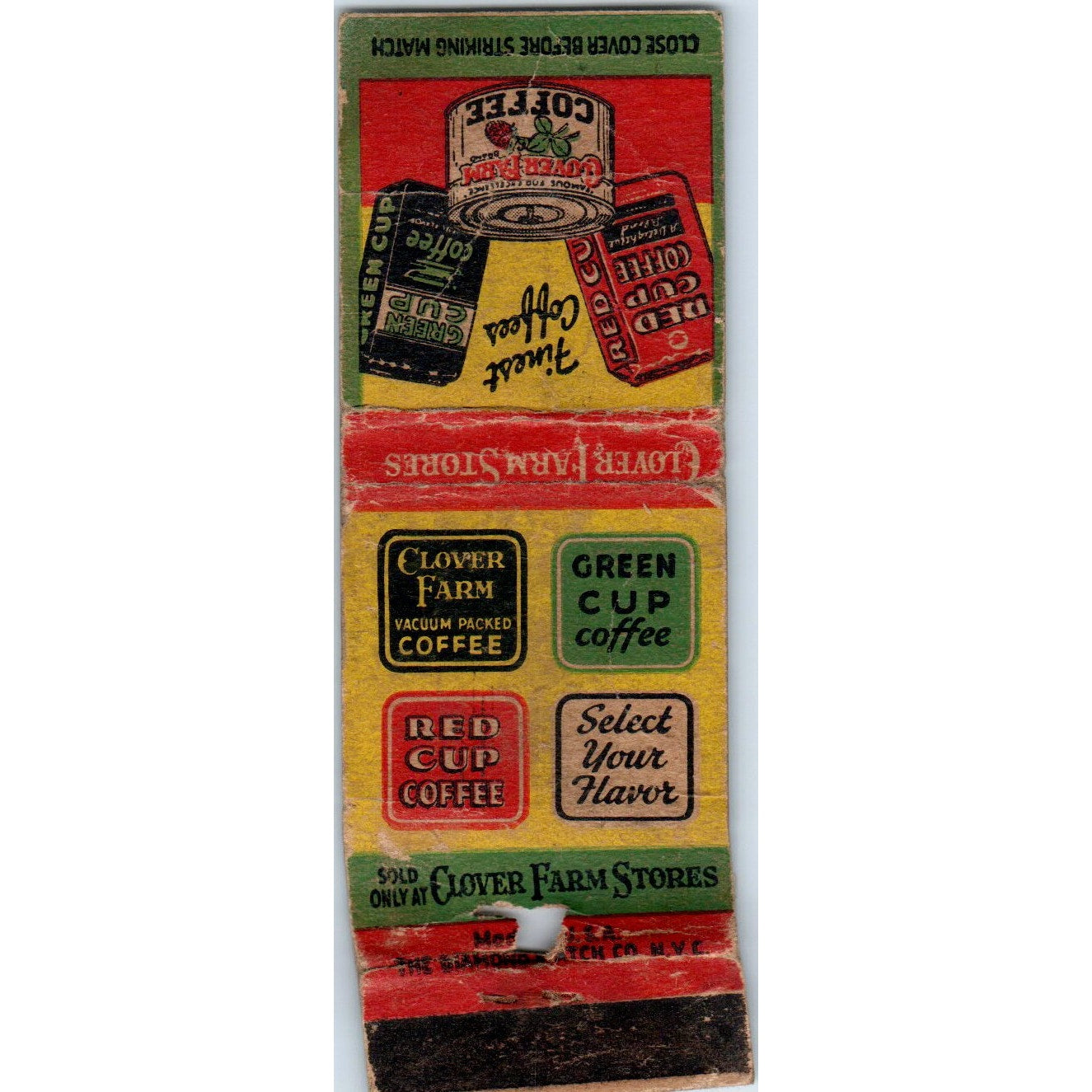 Clover Farm Stores Coffee Vintage Matchbook Cover SD2-Y13