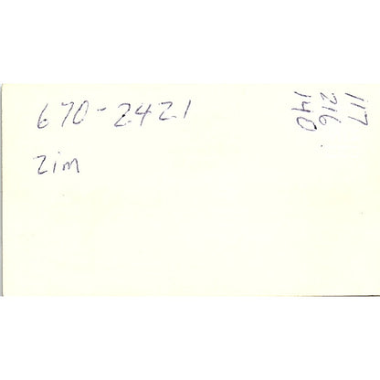 Capt Han Groeneveld Zim-American Israeli Shipping Houston Business Card SC9-B4