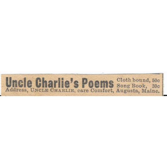 Uncle Charlie's Poems Augusta Maine Magazine Ad AF1-SS7