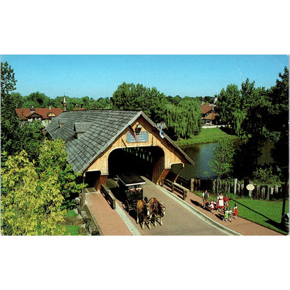 Zehnder's Holz-Brucke Bridge Frankenmuth MI Covered Bridge Postcard PB11