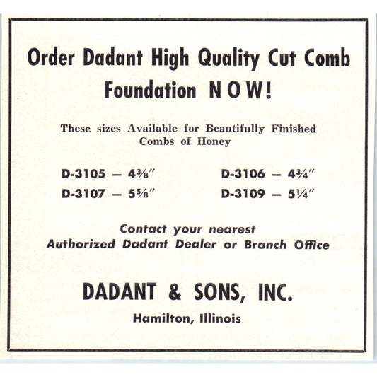 Bee Supplies - Dadant & Sons Inc Hamilton IL 1964 Magazine Ad AB6-LB