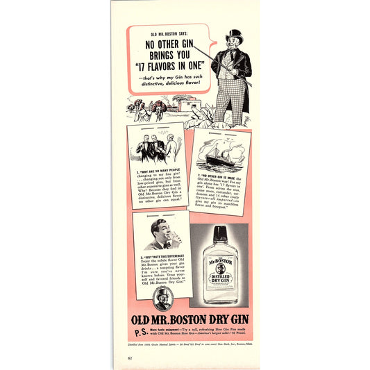Old Mr. Boston Dry Gin 1940 Ad V14-8