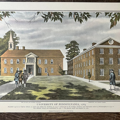 University of Pennsylvania in 1765 Charles M. Lefferts Lithograph Print 9x12 V8