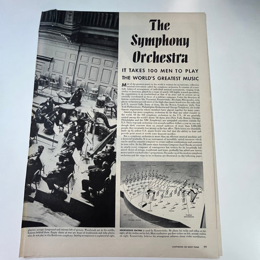 The Symphony Orchestra - 3 Pages 1940s WWII Era Article V29-5