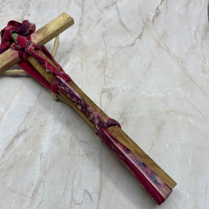 Vintage Handmade Crucifix Jesus on Cross Wood & Cloth 12x6 TD5