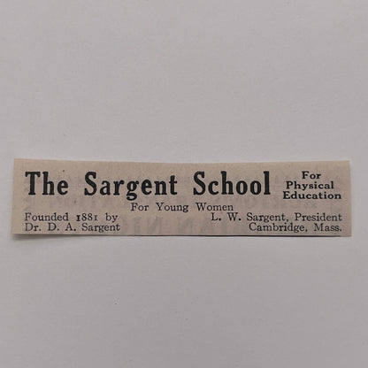 The Sargent School for Young Women L.W. Sargent Cambridge MA 1926 Ad AG3-S8