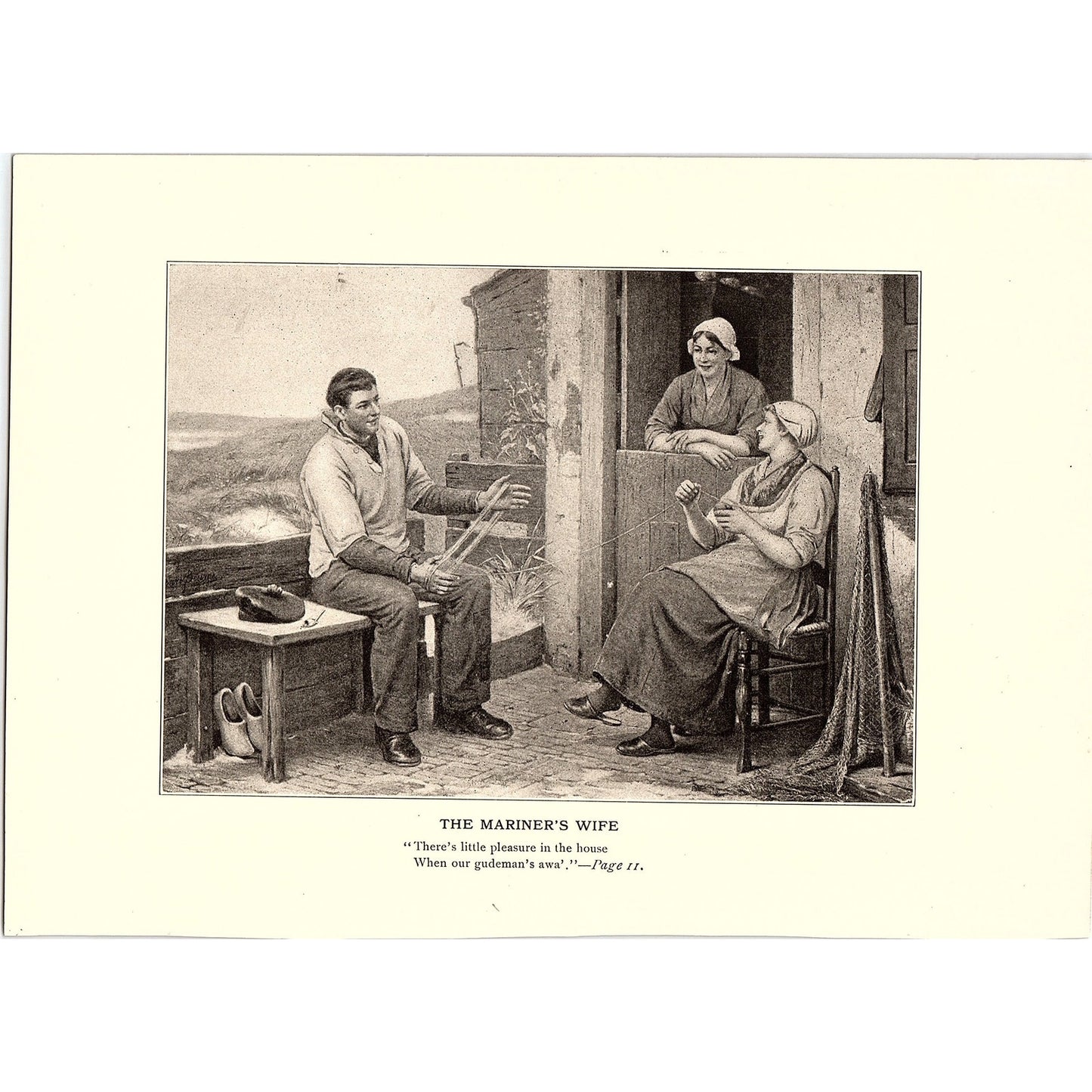 c1920 The Mariner's Wife Henri Bource Vintage Art Print 6x9" V17