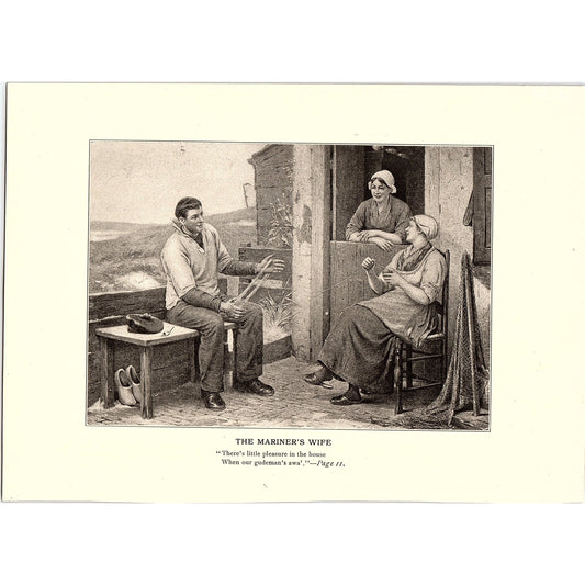 c1920 The Mariner's Wife Henri Bource Vintage Art Print 6x9" V17