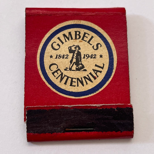 1942 Gimbels Centennial Vintage Matchbook Cover TB8-MB3-7