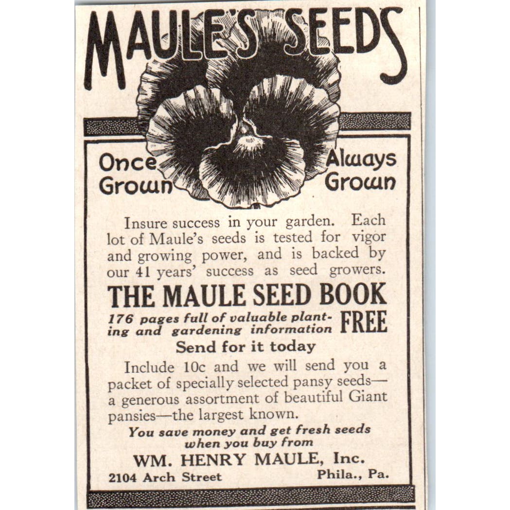 WM. Henry Maul Seeds Philadelphia 1918 Magazine Ad AF1-WH1