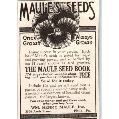 WM. Henry Maul Seeds Philadelphia 1918 Magazine Ad AF1-WH1