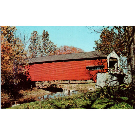 Pennsylvania Dutch Country Long Red Vintage Covered Bridge Postcard PD1