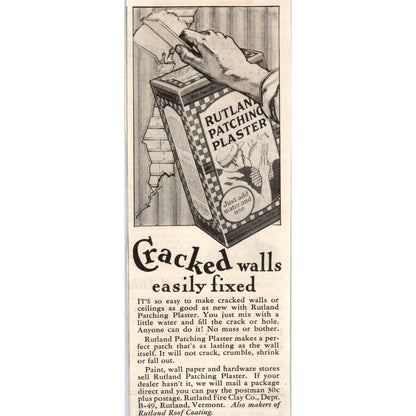 Rutland Roof Coating Patching Plaster VT 1928 Original Advertisement AE5-SSE