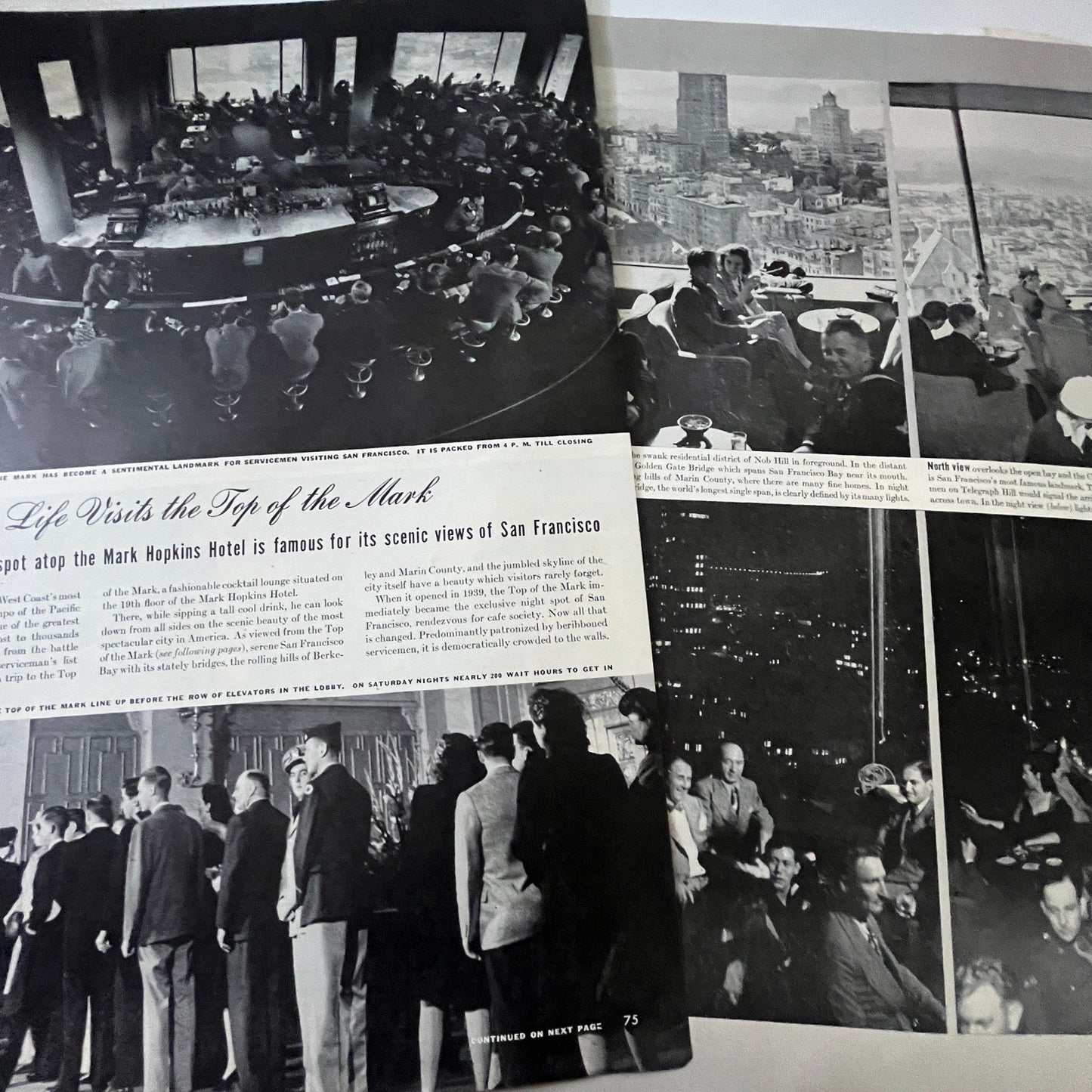 Life Visits Top of the Mark San Francisco 3 Pages 1940s WWII Era Article V29-5