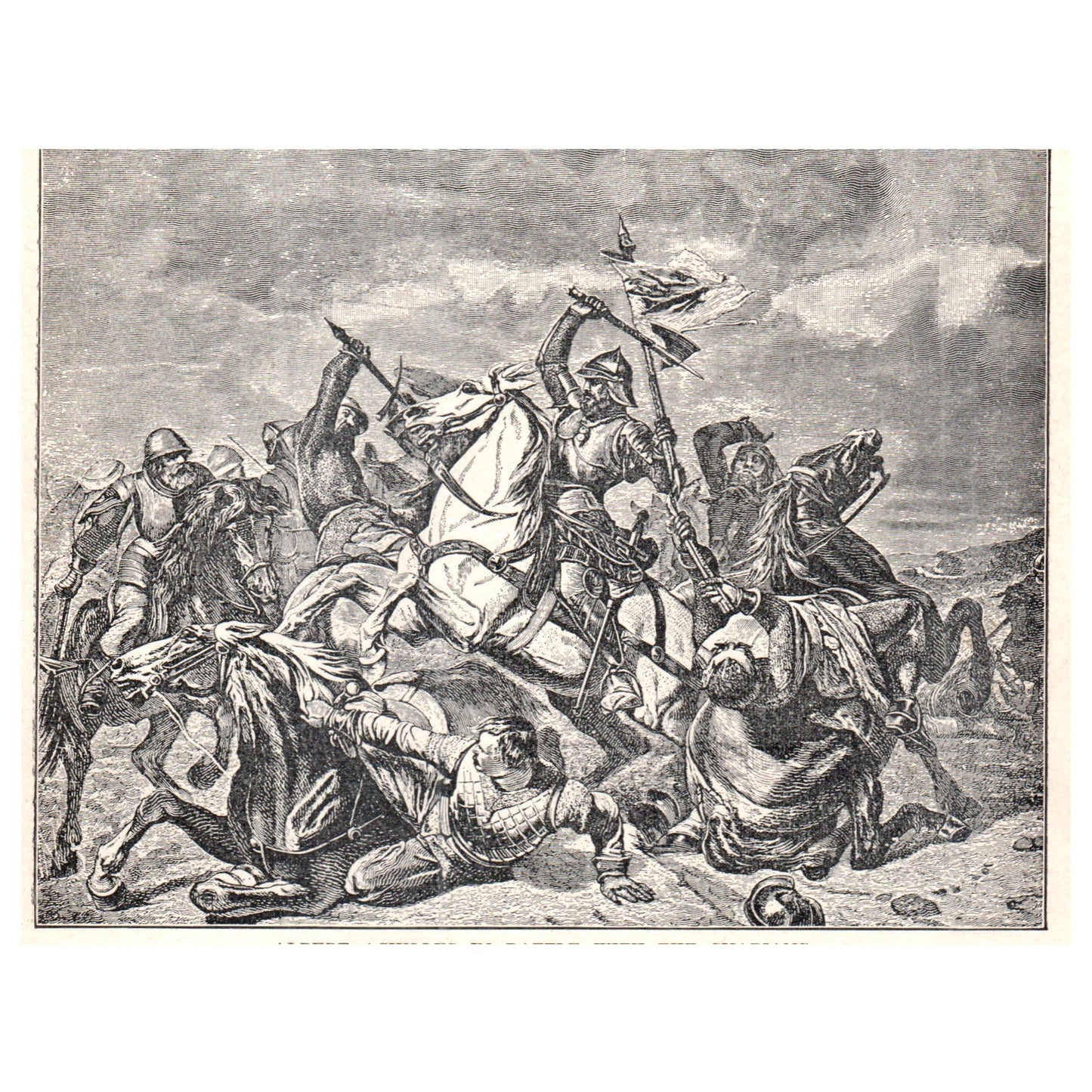 Albert Achilles in Battle with the Swabians 1911 Engraving Print AF5-7