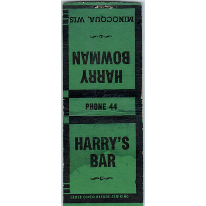 Harry's Bar Harry Bowman Minocqua WI Vintage Matchbook Cover SD4-Y5