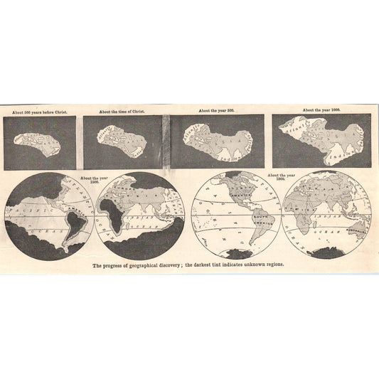 Map Showing Progress of Geographical Discovery 1901 Engraving AF2-A6