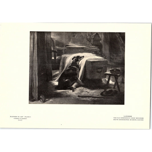 The Old Shepherd's Chief Mourner - Landseer - 1904 Litho Art Print AF5-2