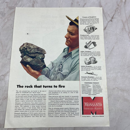 The Rock That Turns To Fire Monsanto Chemicals & Plastics 1951 Ad FL6-10