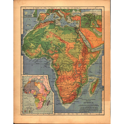 Political and Physical Map of Africa 1901 Map V14-1