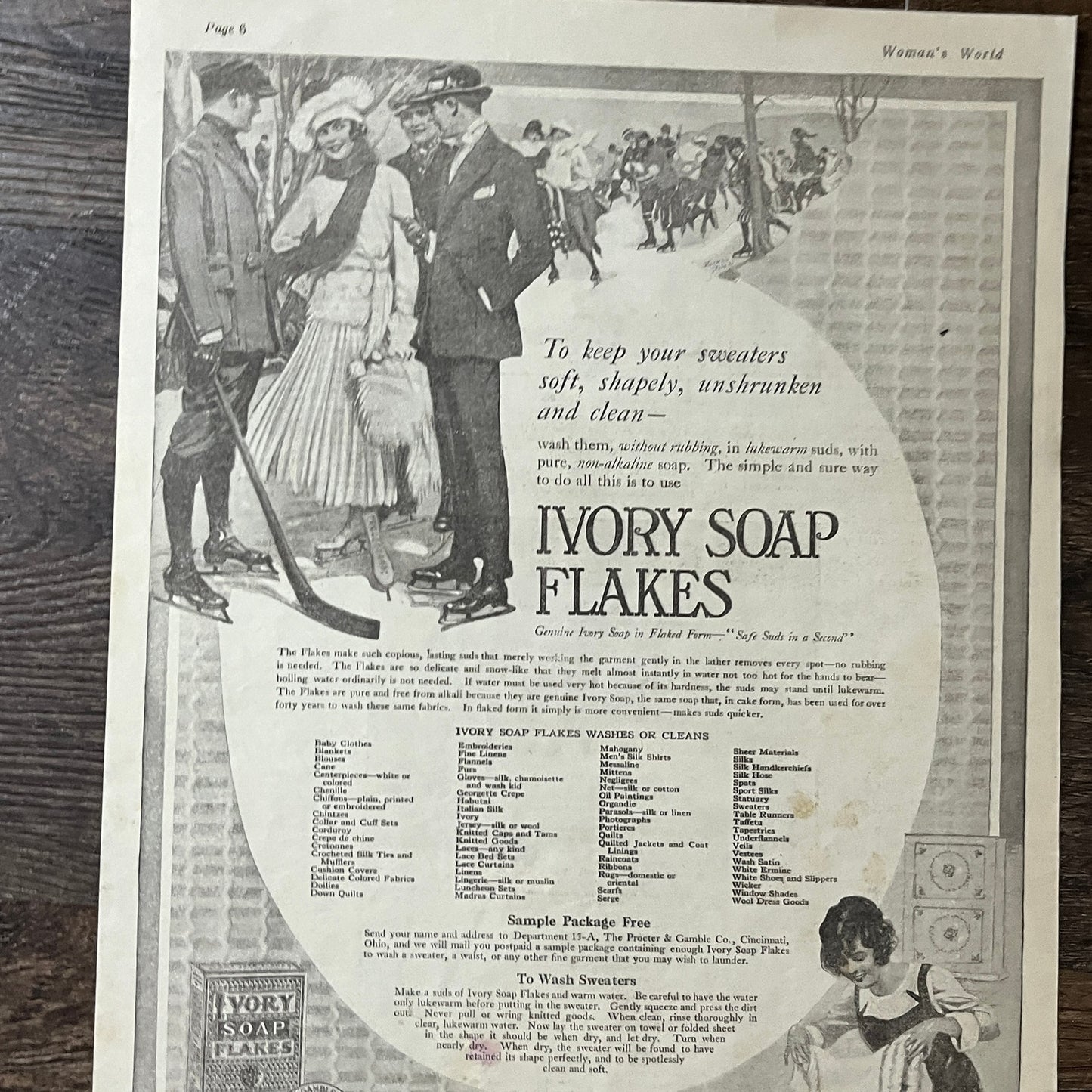 1920 Ivory Soap Flakes Procter & Gamble Vintage Magazine Ad 10x13 V8