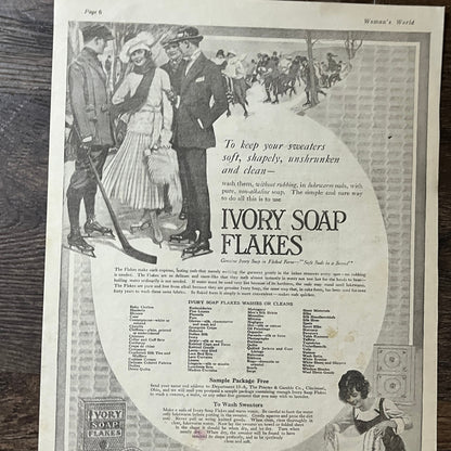 1920 Ivory Soap Flakes Procter & Gamble Vintage Magazine Ad 10x13 V8