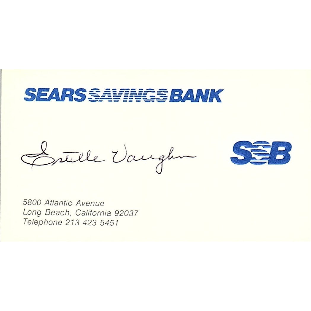 Sears Saving Bank Estelle Vaughan Long Beach CA Vintage Business Card SB4-B10