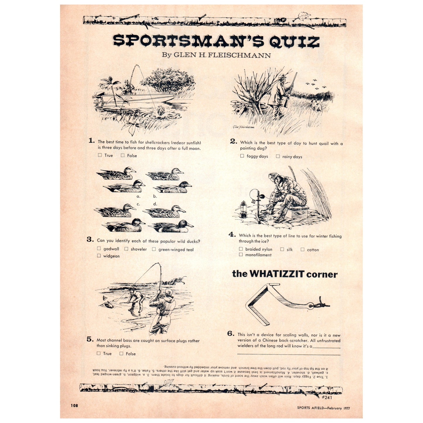 Sportsmans Quiz by Glenn H. Fleischmann 1977 Ad D25