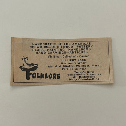 Folklore Lilliput Lode Husband's Wharf Wellfleet MA 1971 Magazine Ad SAG4-S18