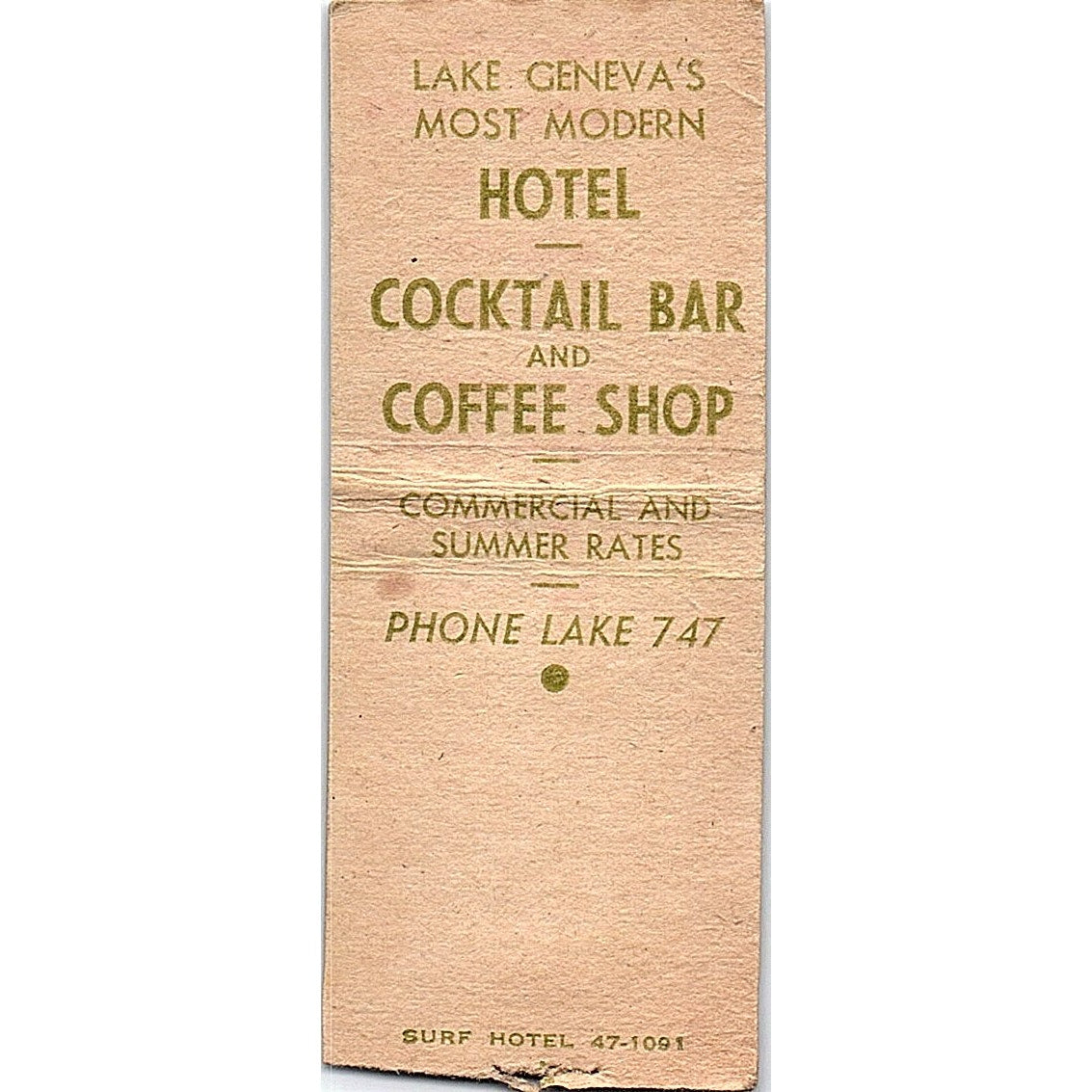 Surf Hotel Lake Geneva WI Pinup Vintage Matchbook Cover SF3-Y5