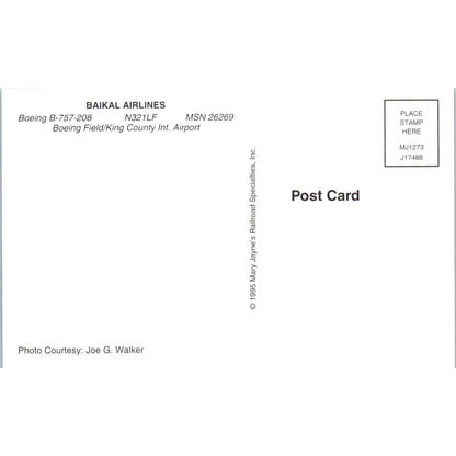 BAIKAL Airlines Boeing B-757-208 Vintage Postcard PC2
