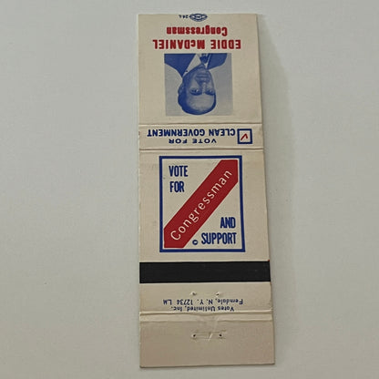 Eddie McDaniel Congressman Natchez MS Vintage Matchbook Cover MM5-9